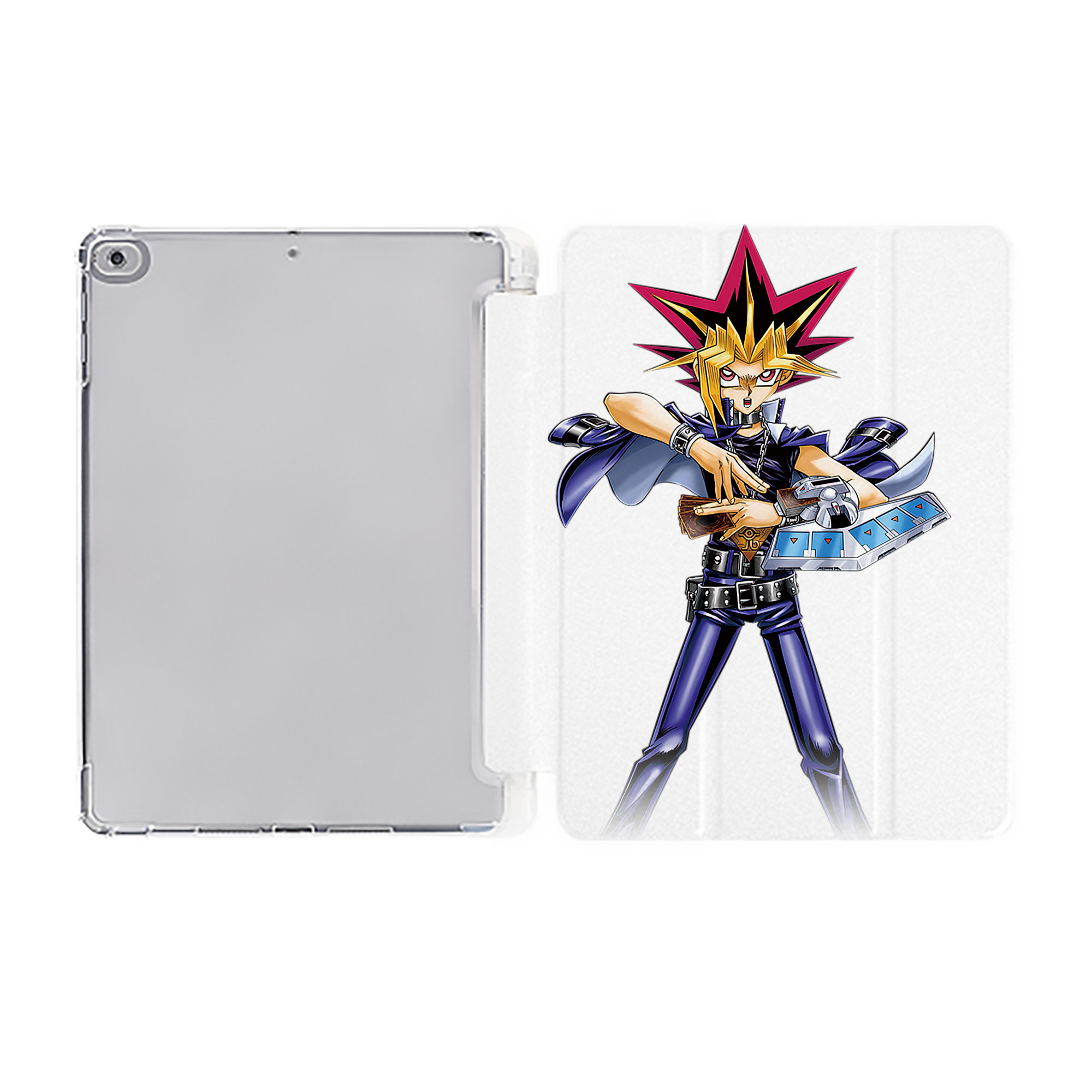 （画像用） 遊☆戯☆王 Yu-Gi-Oh! IPad ケース ペン収納付き 三つ折りスタンド PUレザー×シリコン 対応機種9.5/10.5/10.9インチ